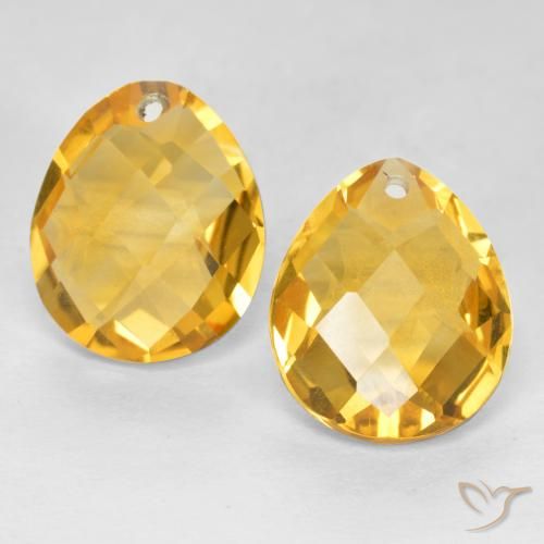 7.09ctw 天然 深金橙色 黄水晶, 梨形, VVS-VS