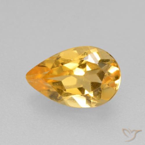 0.77ct 天然 中深金色 黄水晶, 梨形, VS