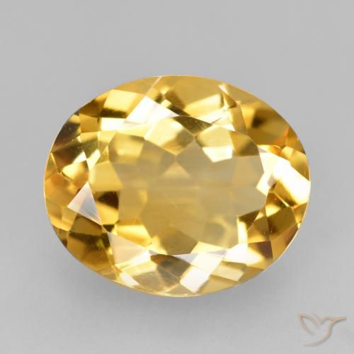 4.10ct 天然 中深金色 黄水晶, 椭圆形, VVS
