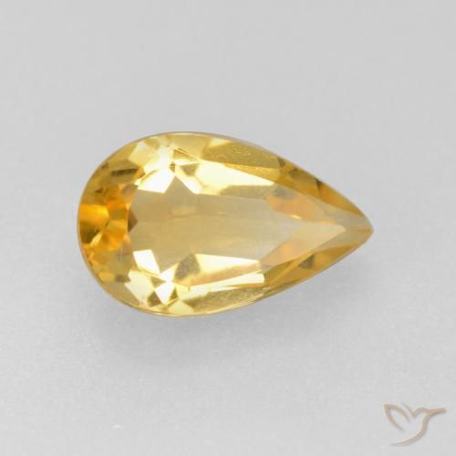 0.75克拉天然黄水晶，梨形，VS