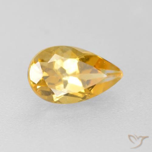 0.82克拉天然黄水晶，梨形，VS