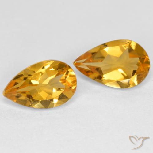 1.58ctw 天然 深金橙色 黄水晶, 梨形, VS