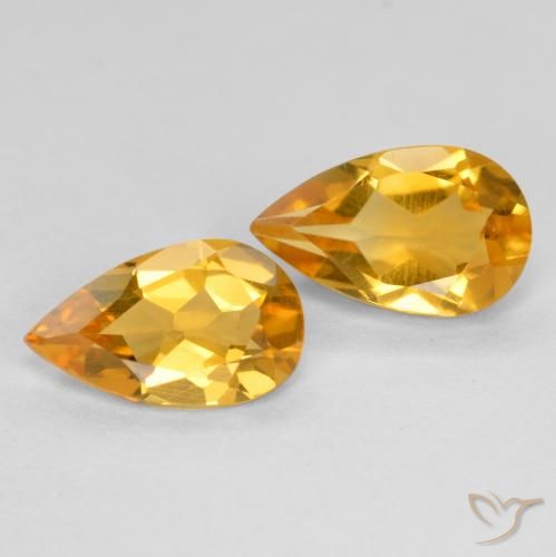 1.38ctw 天然 深金色 黄水晶, 梨形, VS