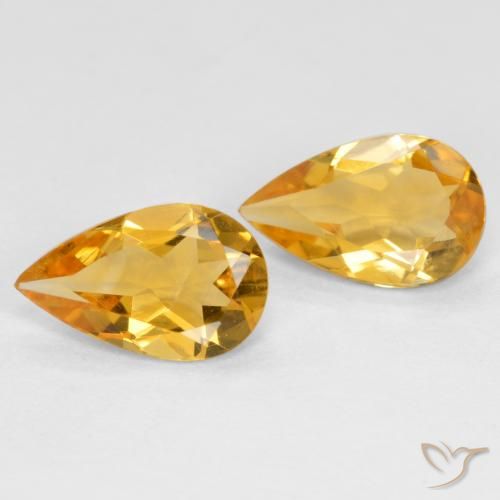 1.23ctw 天然 中深金色 黄水晶, 梨形, VS
