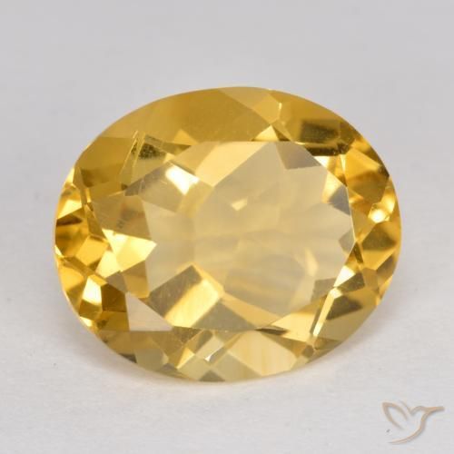4.14克拉天然黄水晶，椭圆形，VS