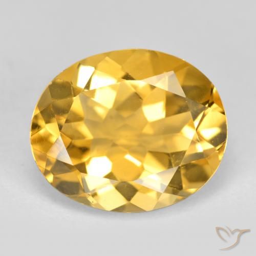 3.97克拉天然金色黄水晶，椭圆形切割，11.8×9.8毫米，VS