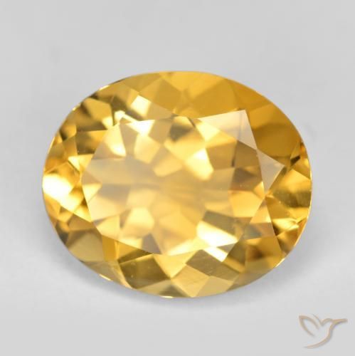 3.97克拉天然金色黄水晶，椭圆形切割，11.8×9.8毫米，VS