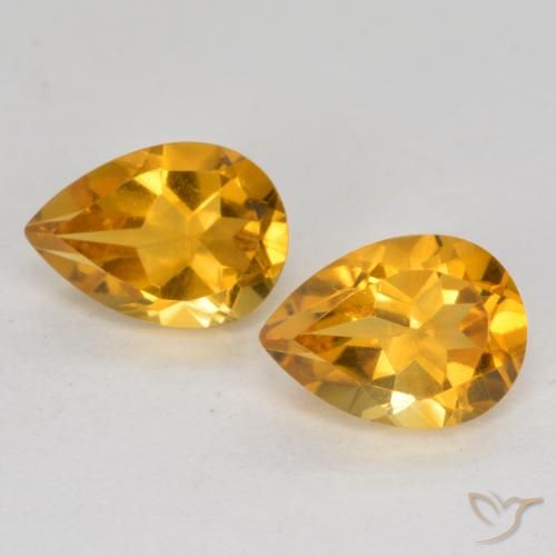 1.40ctw 天然 深橙色-金色 黄水晶, 梨形, VS