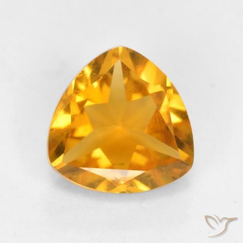 1.09ct 天然 橙金 黄水晶, 胖三角形, VS