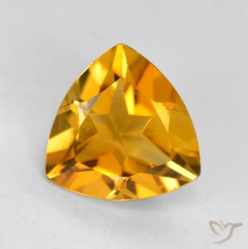 1.11ct 天然 深橙色-金色 黄水晶, 胖三角形, VVS-VS