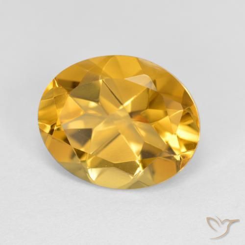 3.18克拉天然黄水晶，椭圆形，VVS-VS