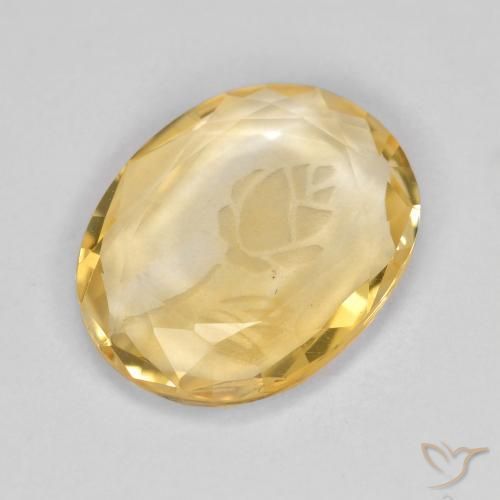 1.42克拉天然黄水晶，椭圆形，透明