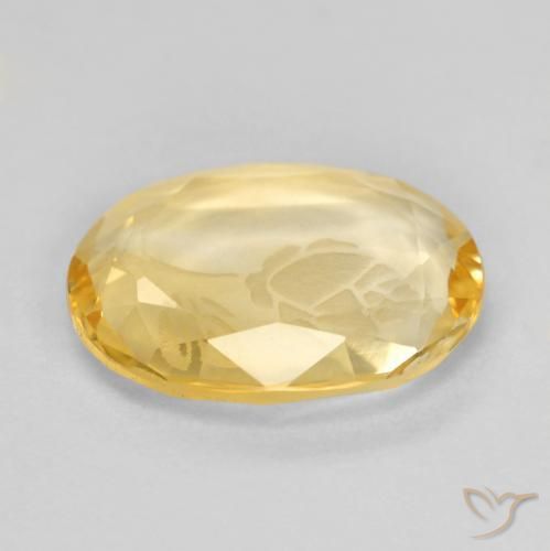 1.42克拉天然黄水晶，椭圆形，透明