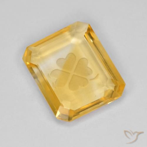 3.20ct 天然 亮金 黄水晶, 祖母绿式切割, 透明