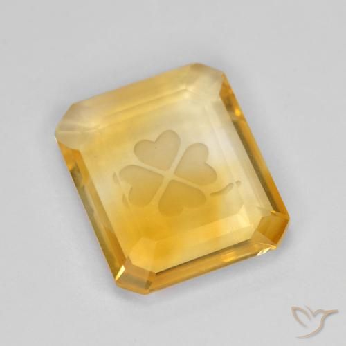 3.22ct 天然 中金 黄水晶, 祖母绿式切割, 透明