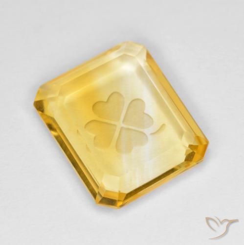 3.45ct 天然 中金 黄水晶, 祖母绿式切割, 透明
