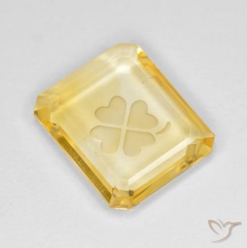 3.25ct 天然 中金 黄水晶, 祖母绿式切割, 透明