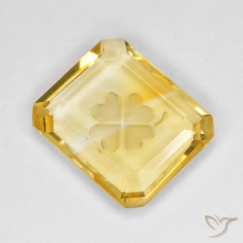 3.39ct 天然 金色 黄水晶, 祖母绿式切割, 透明