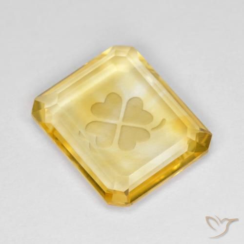 3.40ct 天然 中金 黄水晶, 祖母绿式切割, 透明