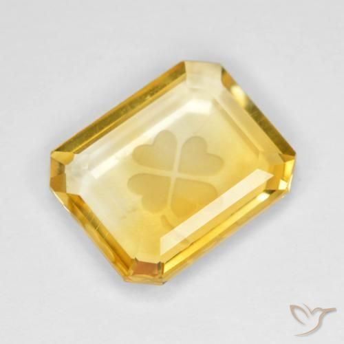 3.47ct 天然 中金 黄水晶, 祖母绿式切割, 透明