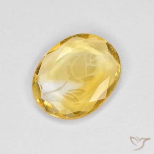 1.41克拉天然黄水晶，椭圆形，透明