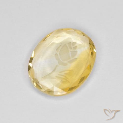 1.42克拉天然黄水晶，椭圆形，透明