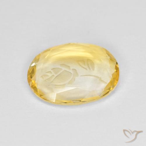 1.42克拉天然黄水晶，椭圆形，透明