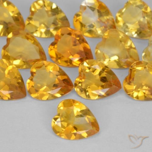 0.44ct 天然 深金橙色 黄水晶, 心形, VS