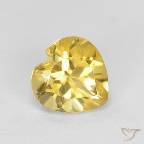 0.76克拉天然黄水晶，心形，VVS-VS