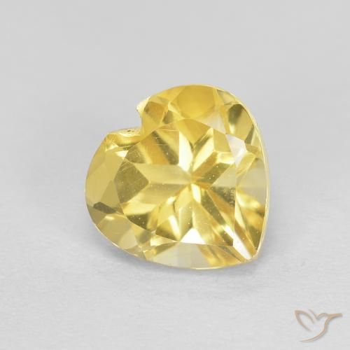 0.77克拉天然黄水晶，心形，VVS-VS