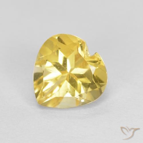 0.77克拉天然黄水晶，心形，VVS-VS