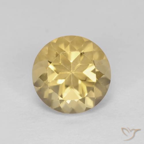 1.38ct 天然 中黄色 黄水晶, 圆形的, VVS