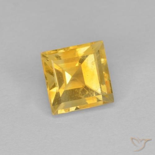 1.28克拉天然黄水晶，正方形，VVS-VS