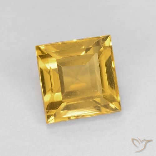 1.24克拉天然黄水晶，正方形，VVS-VS