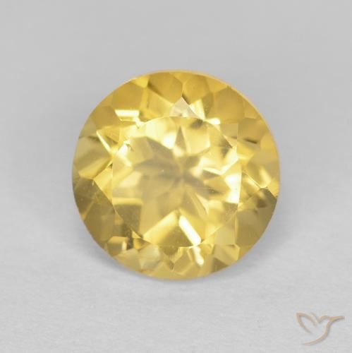 1.32ct 天然 浅金色 黄水晶, 圆形的, VVS