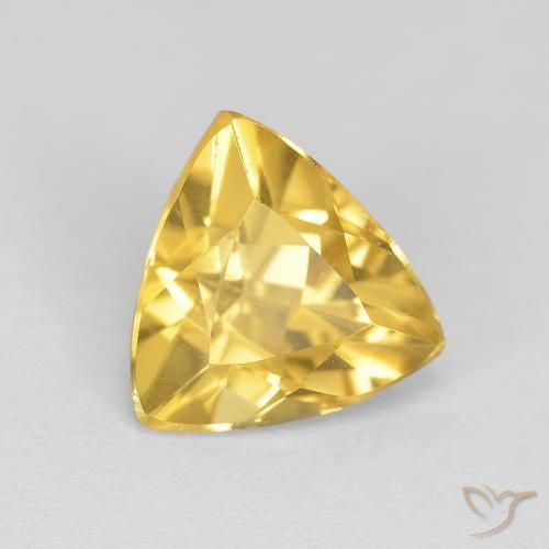 2.08ct 天然 中金 黄水晶, 胖三角形, 透明