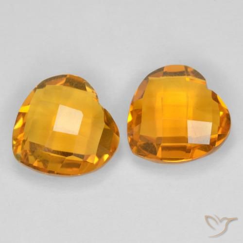 3.34ctw 天然 中橙 黄水晶, 心形, VVS