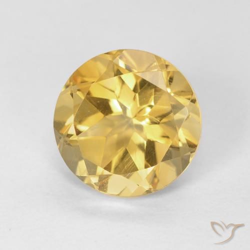 1.82ct 天然 金色 黄水晶, 圆形的, VVS