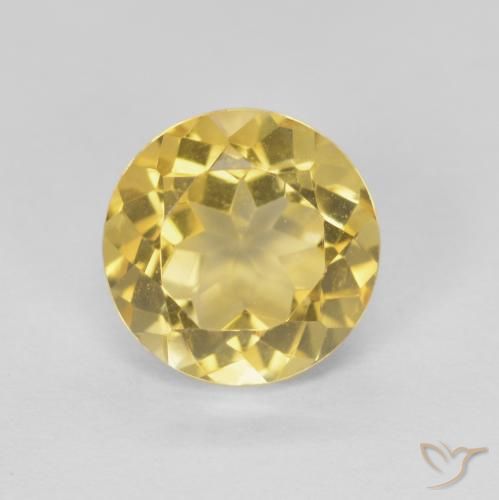 1.86ct 天然 金色 黄水晶, 圆形的, VVS