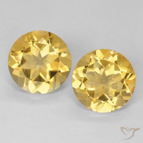3.71ctw 天然 黄金色 黄水晶, 圆形的, VVS-VS