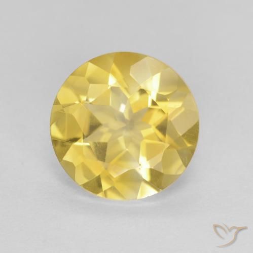 1.60ct 天然 中黄色 黄水晶, 圆形的, VVS