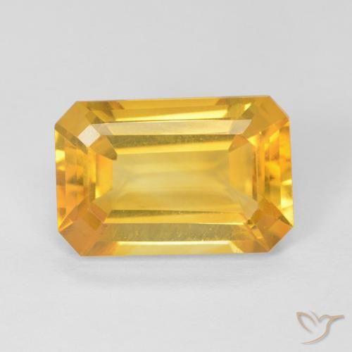 3.91ct 天然 金色 黄水晶, 祖母绿式切割, VVS