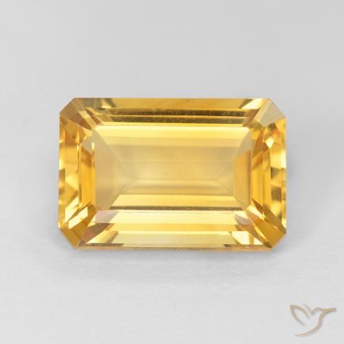 4.10ct 天然 亮金 黄水晶, 祖母绿式切割, VVS