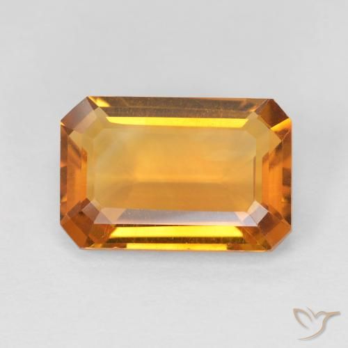 3.50ct 天然 黄金色 黄水晶, 祖母绿式切割, VVS