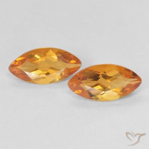 0.92ctw 天然 中橙 黄水晶, 榄尖形, VVS