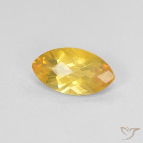 0.88克拉天然黄水晶，榄尖形，VS