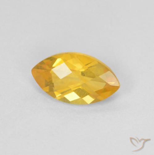 0.91克拉天然黄水晶，榄尖形，VS