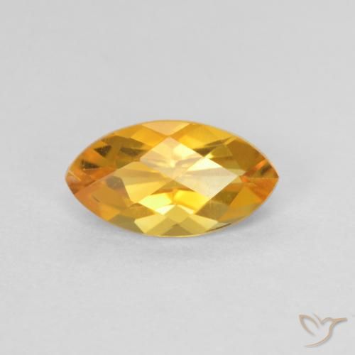 0.98ct 天然 深橙色-金色 黄水晶, 榄尖形, VS