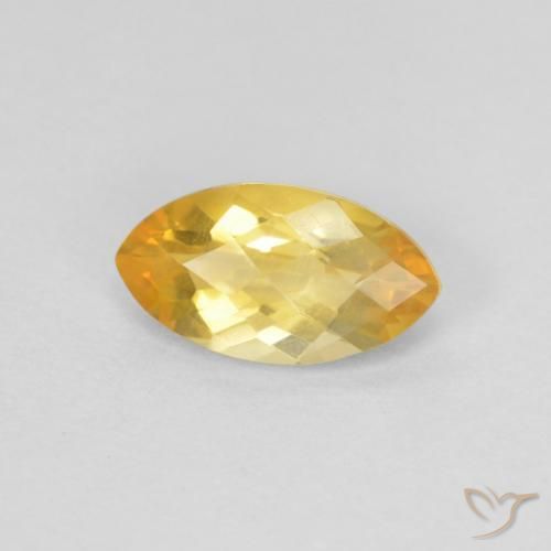 0.87克拉天然黄水晶，榄尖形，VS