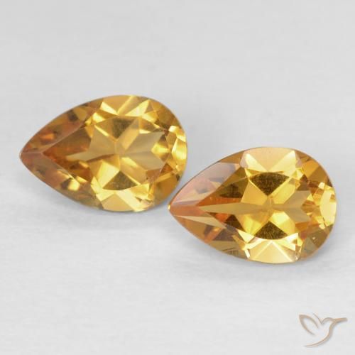 1.24ctw 天然 橙金 黄水晶, 梨形, VVS